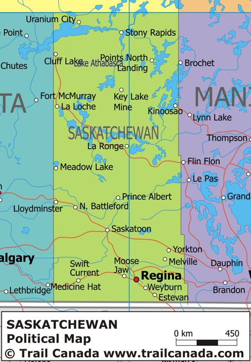 Political Map of Saskatchewan Canada